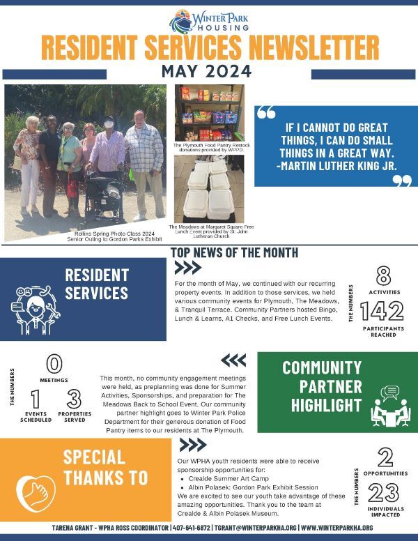 May 2024 Newsletter, the information on this newsletter is in the text above. 