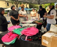 Backpack station for residents to choose the backpack of choice.