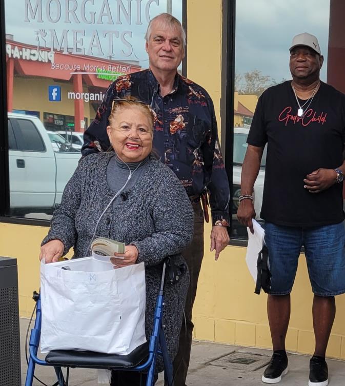 Several people outside Morganic Meats.