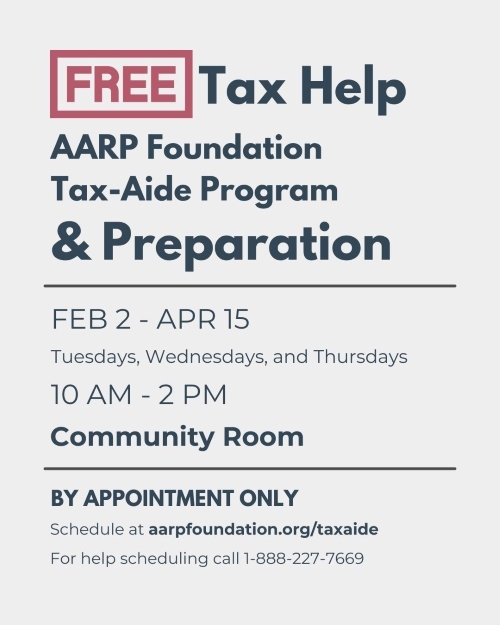 2025 Free Tax Prep Flyer. All information on this flyer is listed above.